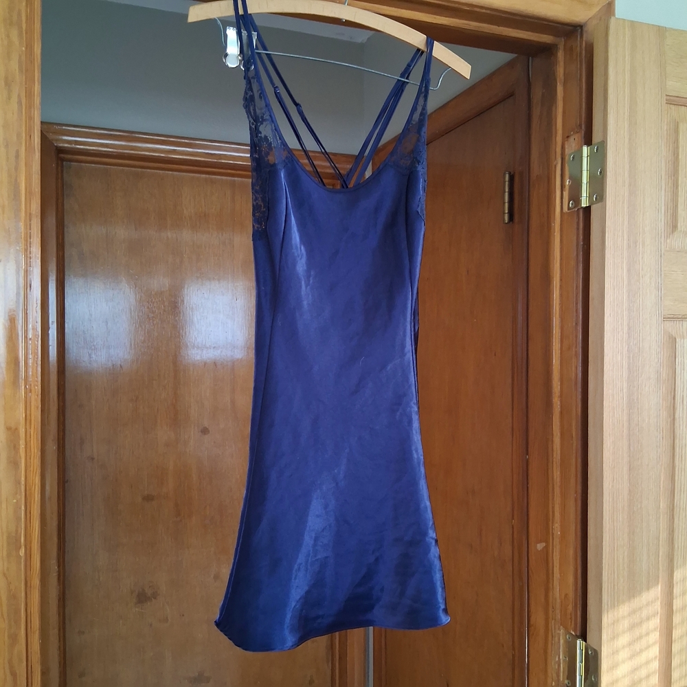 Victoria's Secret Midnight Blue Satin Chemise